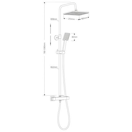 Aqualine - Shower set with thermostatic tap TALIA shiny chrome