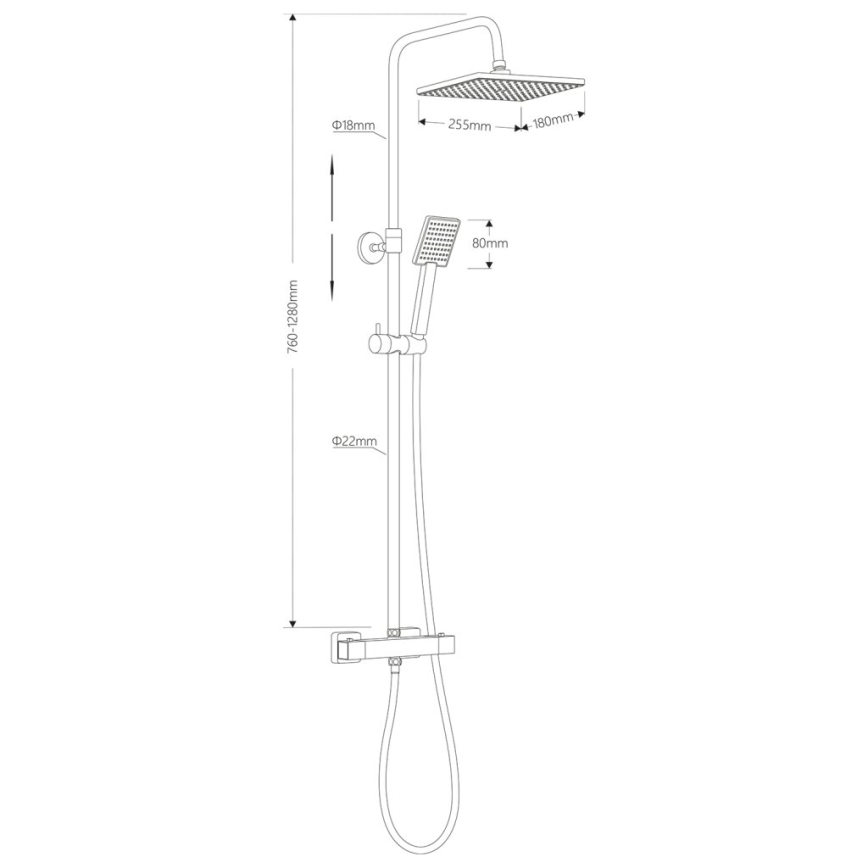 Aqualine - Shower set with thermostatic tap TALIA shiny chrome