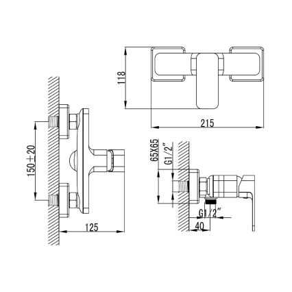 Aqualine - Shower tap FACTOR shiny chrome