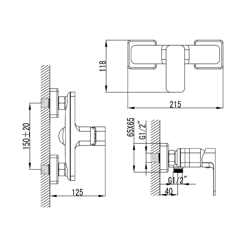 Aqualine - Shower tap FACTOR shiny chrome