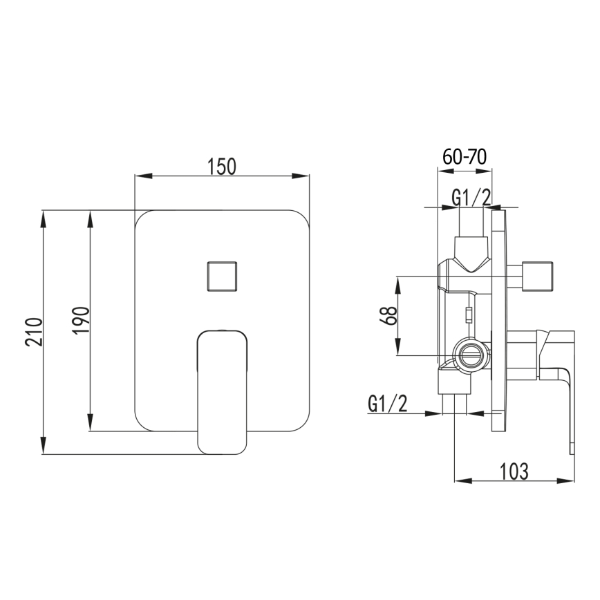 Aqualine - Shower tap for concealed installation FACTOR shiny chrome