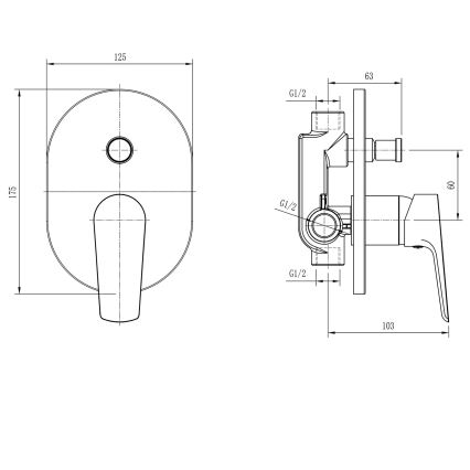 Aqualine - Shower tap for concealed installation LOTTA matte black