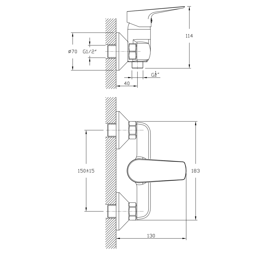 Aqualine - Shower tap LOTTA matte black