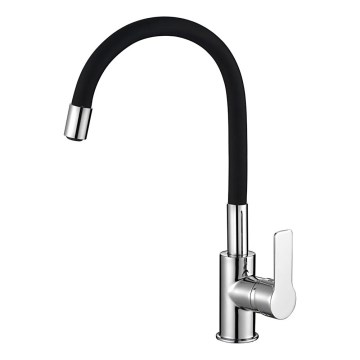 Aqualine - Sink tap with flexible arm LORE black/shiny chrome