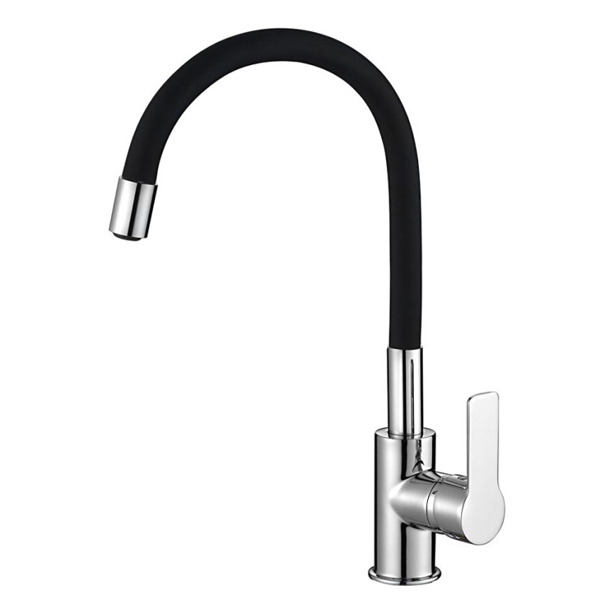 Aqualine - Sink tap with flexible arm LORE black/shiny chrome