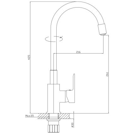 Aqualine - Sink tap with flexible arm LORE matte black