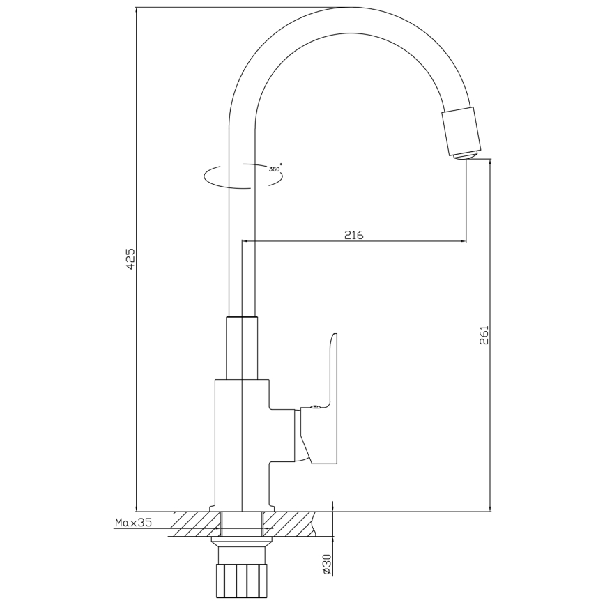 Aqualine - Sink tap with flexible arm LORE matte black