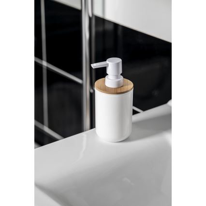 Aqualine - Soap dispenser SNOW 350 mm white/bamboo