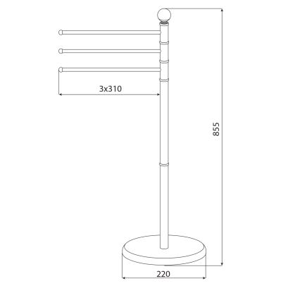 Aqualine - Stand with towel hanger SAMBA 85,5 cm stainless steel/shiny chrome