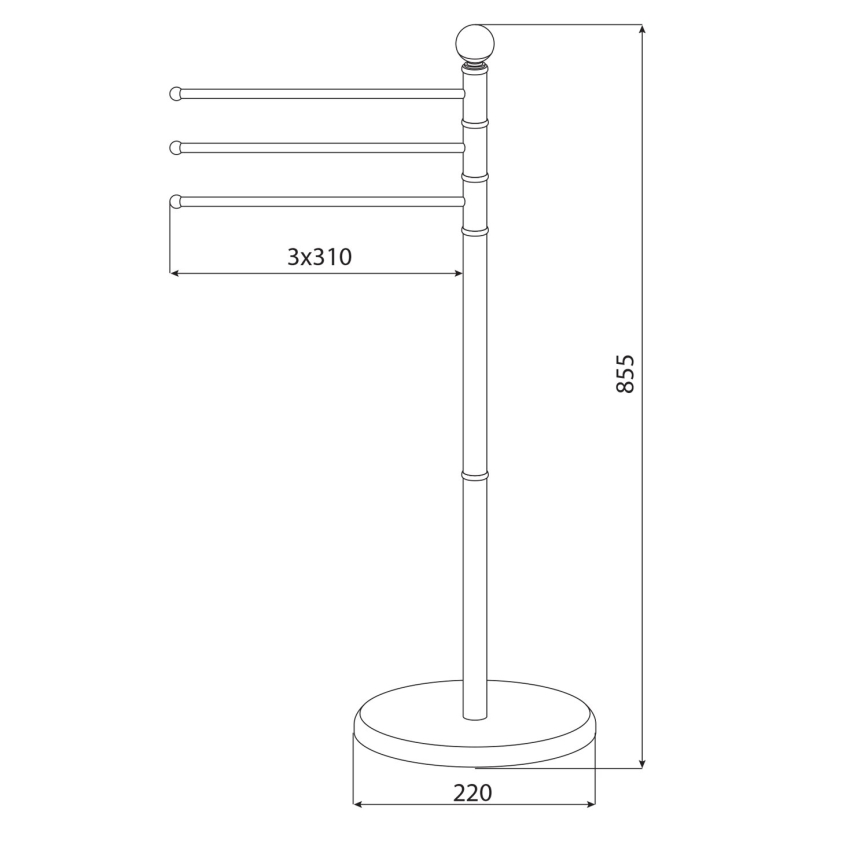 Aqualine - Stand with towel hanger SAMBA 85,5 cm stainless steel/shiny chrome