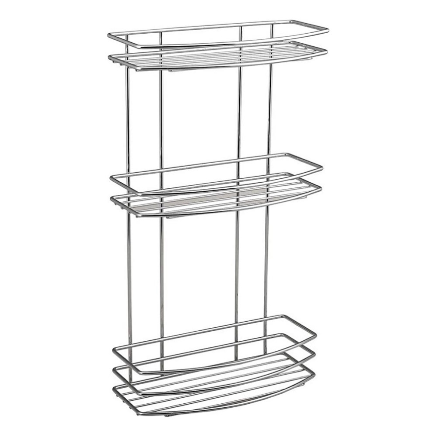 Aqualine - Three-tier shower wall shelf CHROME LINE shiny chrome