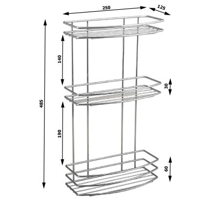 Aqualine - Three-tier shower wall shelf CHROME LINE shiny chrome