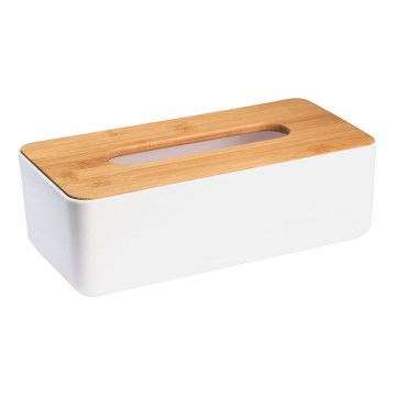 Aqualine - Tissue box SNOW white/bamboo