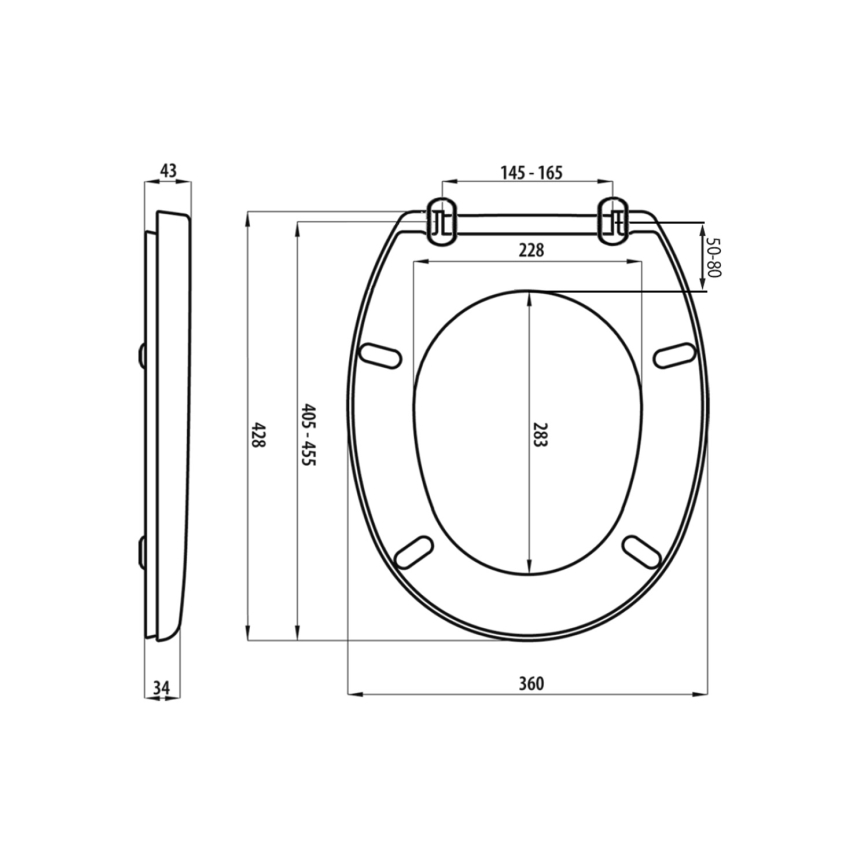 Aqualine - Toilet seat FIXET white