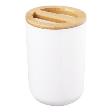 Aqualine - Toothbrush holder SNOW white/bamboo