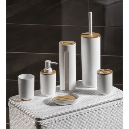 Aqualine - Toothbrush holder SNOW white/bamboo