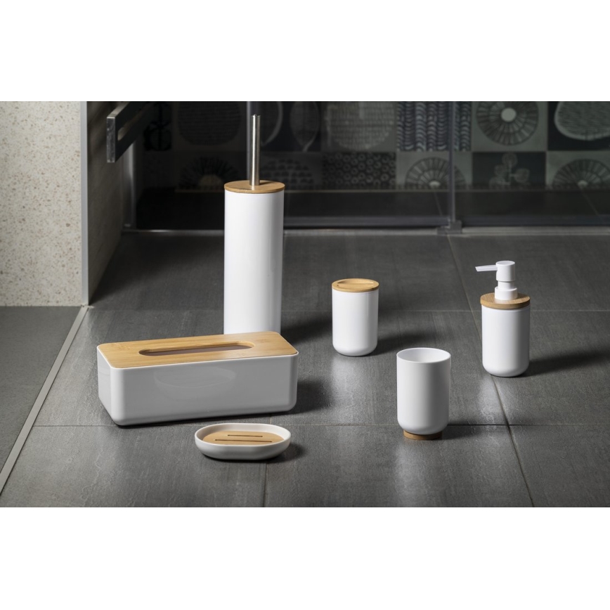 Aqualine - Toothbrush holder SNOW white/bamboo
