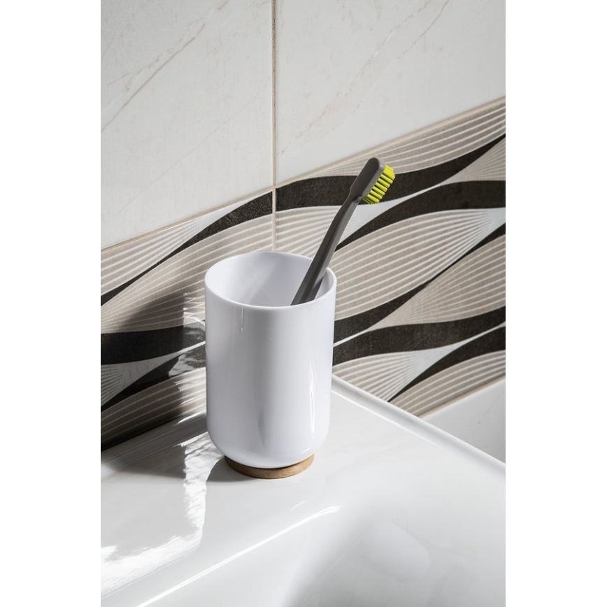 Aqualine - Toothbrush holder SNOW white/bamboo