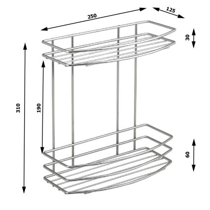Aqualine - Two-tier shower wall shelf CHROME LINE shiny chrome