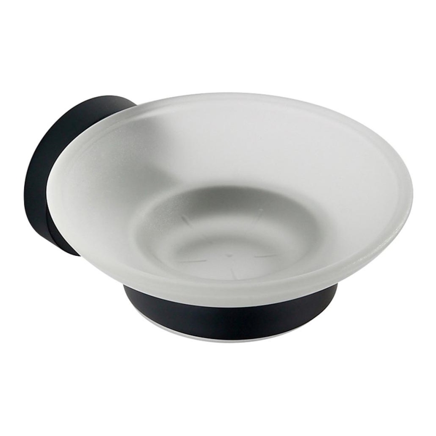 Aqualine - Wall-mounted soap dish SAMBA milky glass/matte black