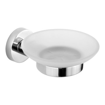 Aqualine - Wall-mounted soap dish SAMBA milky glass/shiny chrome