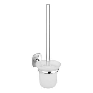 Aqualine - Wall-mounted toilet brush RUMBA milky glass/shiny chrome