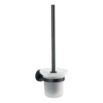 Aqualine - Wall-mounted toilet brush SAMBA milky glass/matte black