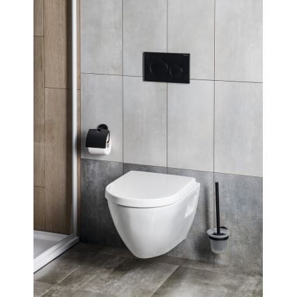 Aqualine - Wall-mounted toilet brush SAMBA milky glass/matte black