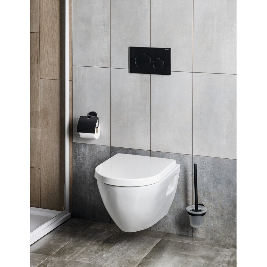 Aqualine - Wall-mounted toilet brush SAMBA milky glass/matte black