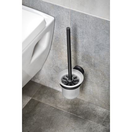 Aqualine - Wall-mounted toilet brush SAMBA milky glass/matte black