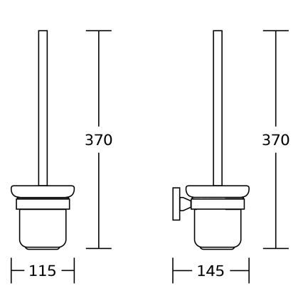 Aqualine - Wall-mounted toilet brush SAMBA milky glass/matte black