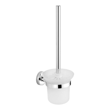 Aqualine - Wall-mounted toilet brush SAMBA milky glass/shiny chrome