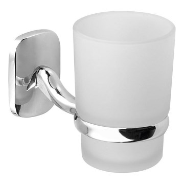 Aqualine - Wall-mounted toothbrush holder RUMBA milky glass/shiny chrome