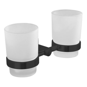 Aqualine - Wall-mounted toothbrush holder SAMBA milky glass/matte black