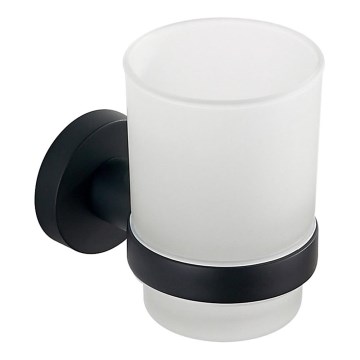 Aqualine - Wall-mounted toothbrush holder SAMBA milky glass/matte black