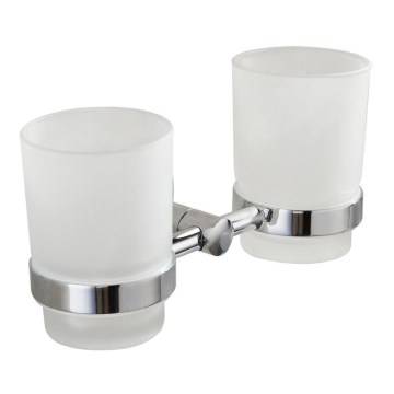 Aqualine - Wall-mounted toothbrush holder SAMBA milky glass/shiny chrome