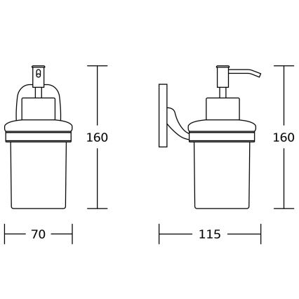 Aqualine - Wall soap dispenser RUMBA 160 mm milky glass/shiny chrome