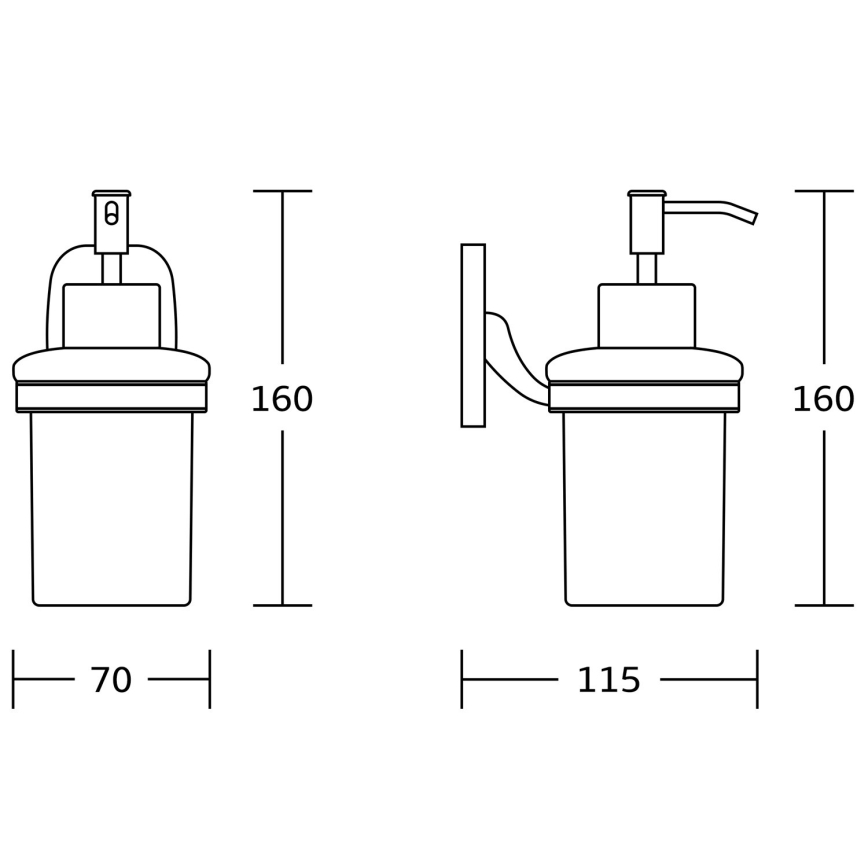 Aqualine - Wall soap dispenser RUMBA 160 mm milky glass/shiny chrome