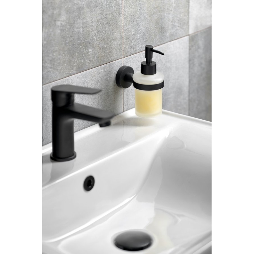 Aqualine - Wall soap dispenser SAMBA 150 matte milky glass/matte black