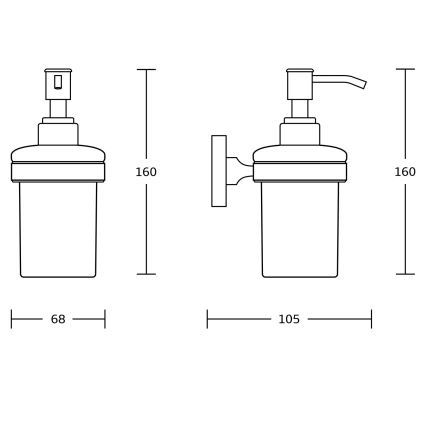 Aqualine - Wall soap dispenser SAMBA 150 matte milky glass/matte black