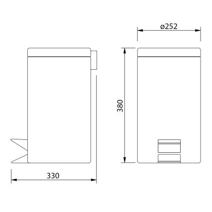 Aqualine - Waste bin SIMPLE LINE 12 l polished stainless steel