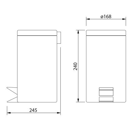 Aqualine - Waste bin SIMPLE LINE 3 l matte white