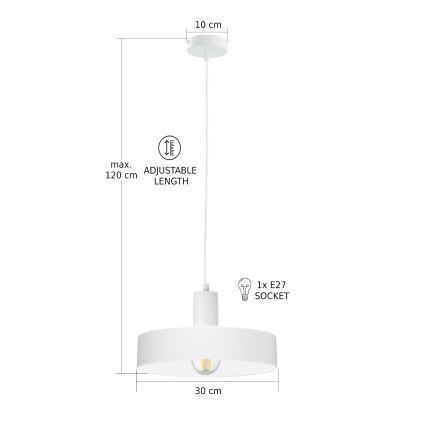 ARCANE Cable Pendant Light 1xE27/60W/230V White