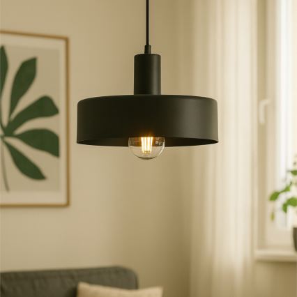 ARCANE cable-suspended pendant light 1xE27/60W/230V, black