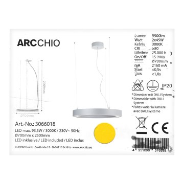 Arcchio - LED Chandelier on a string PIETRO 2xLED/45W/230V