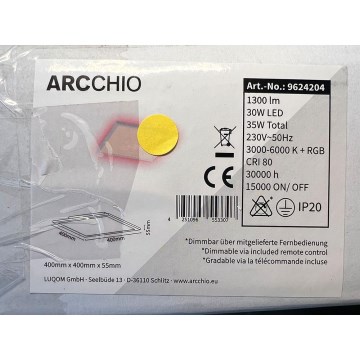 Arcchio - LED RGBW Dimmable ceiling light BRENDA LED/30W/230V + remote control