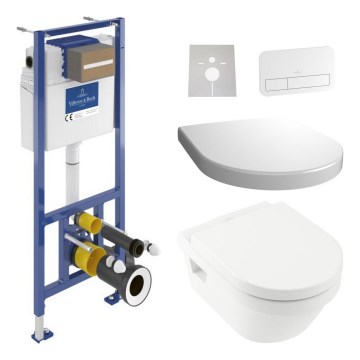 ARCHITECTURA wall-hung toilet + ARCHITECTURA SoftClose toilet seat + VICONNECT flush plate + VICONNECT concealed in-wall module + VICONNECT insulation pad