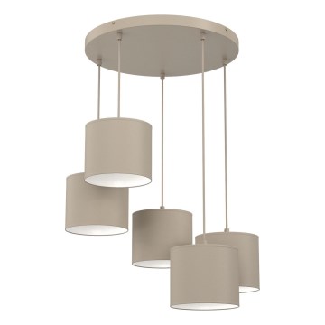ARDEN 5-Light Cable Pendant, 5xE27/15W/230V, diam. 44 cm, beige