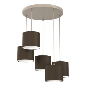 ARDEN 5-light ceiling fixture, E27 sockets, 15W / 230V, 44 cm diameter, beige/brown