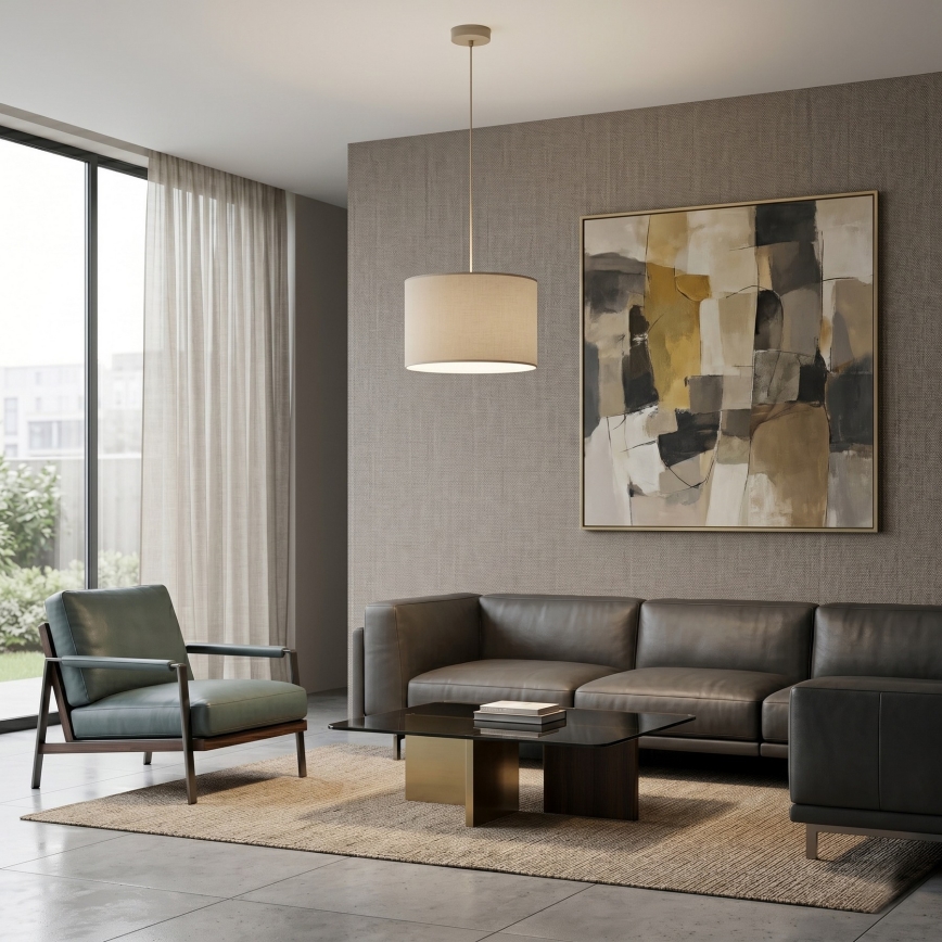 ARDEN cable pendant light 1x E27/15W/230V, Ø 25 cm, beige